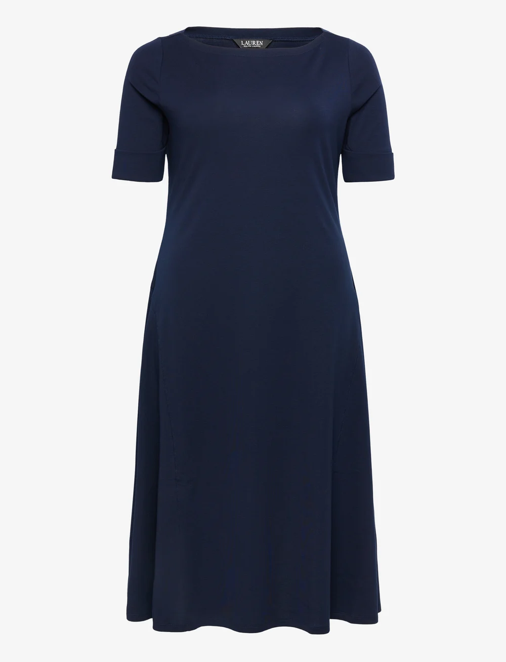 Lauren Women - Rib-Knit Stretch Cotton Midi Dress - midi dresses - lighthouse navy - 0