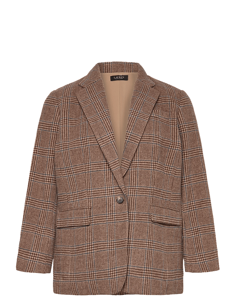 Lauren Women - Glen Plaid Wool-Blend Twill Blazer - single breasted blazers - taupe multi - 0
