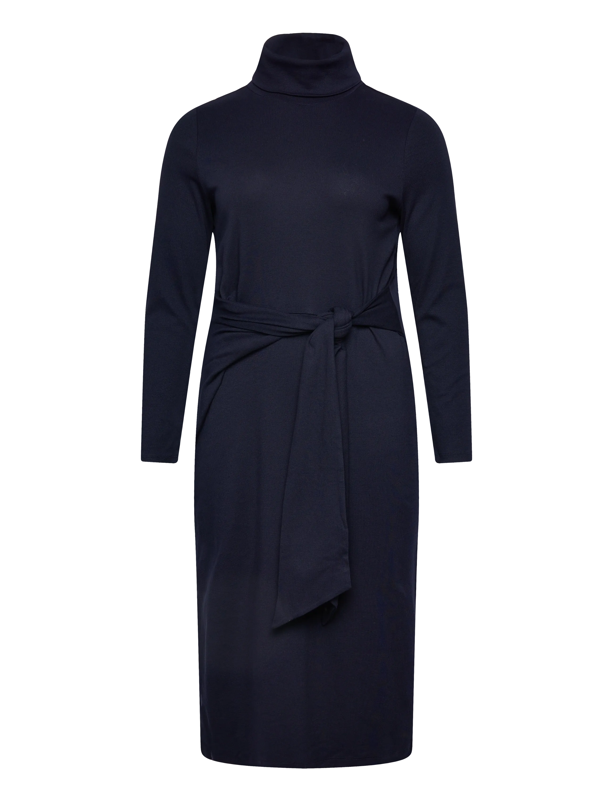 Lauren Women Tie-Front Turtleneck Dress, 46-48, Navy, Designere > Knælange Og Midi, Dame