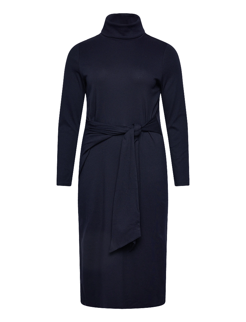 Lauren Women - Tie-Front Turtleneck Dress - midikleider - lighthouse navy - 0