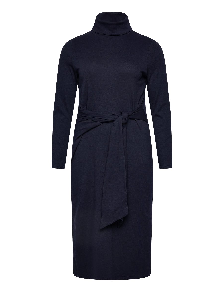 Lauren Women - Tie-Front Turtleneck Dress - robes midi - lighthouse navy - 0