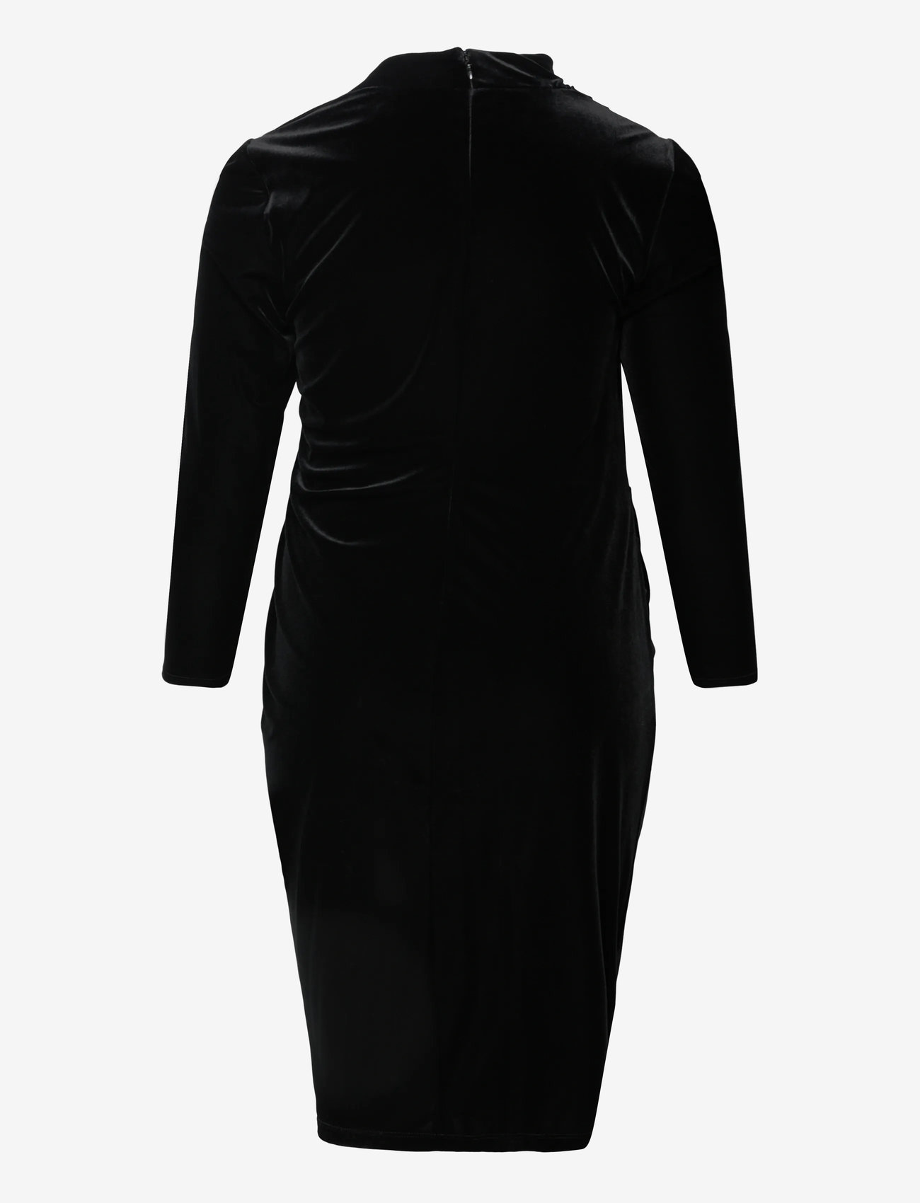 Lauren Women - Ruched Velvet Asymmetrical Dress - kootud kleidid - black velvet - 1