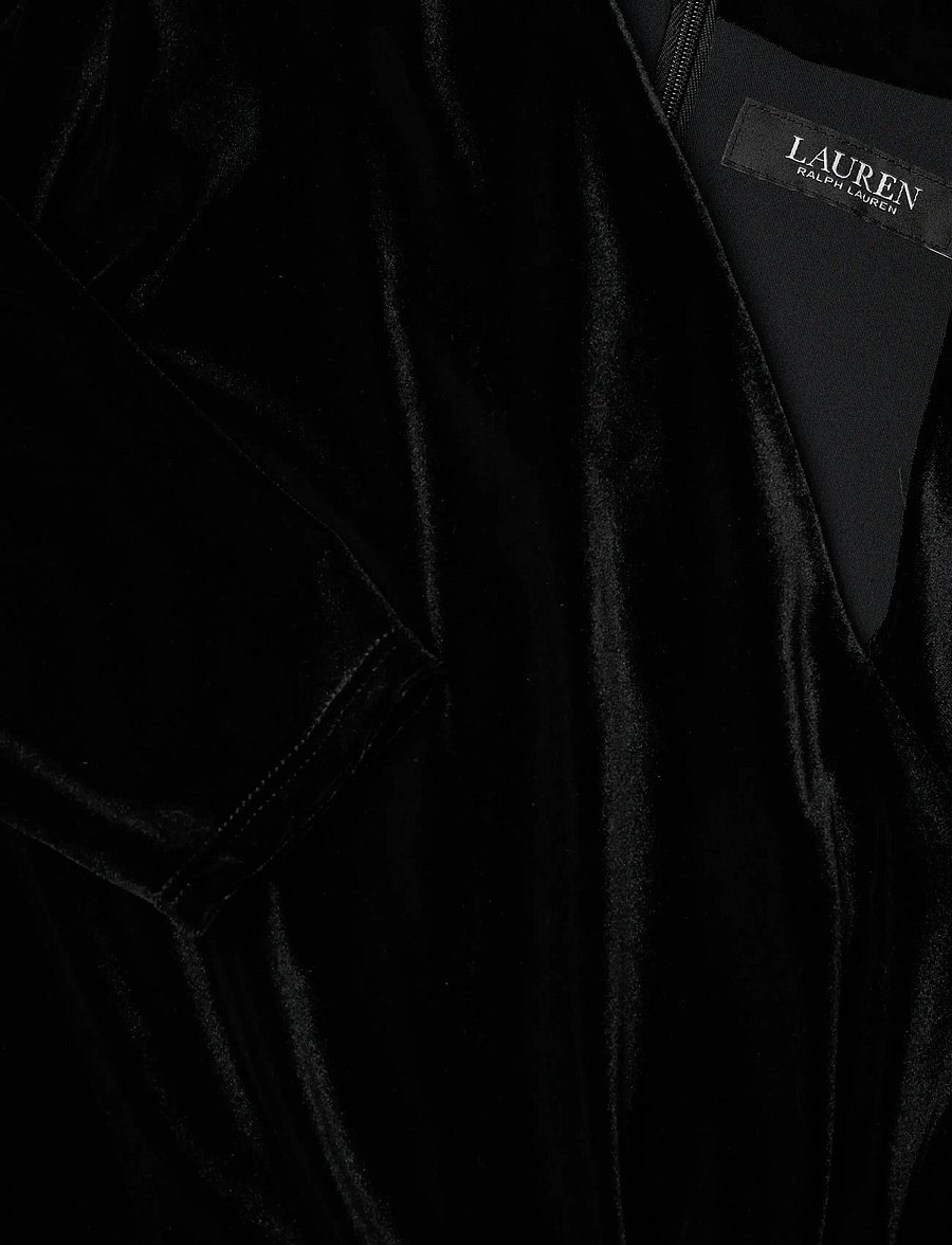 Lauren Women - Ruched Velvet Asymmetrical Dress - knitted dresses - black velvet - 2