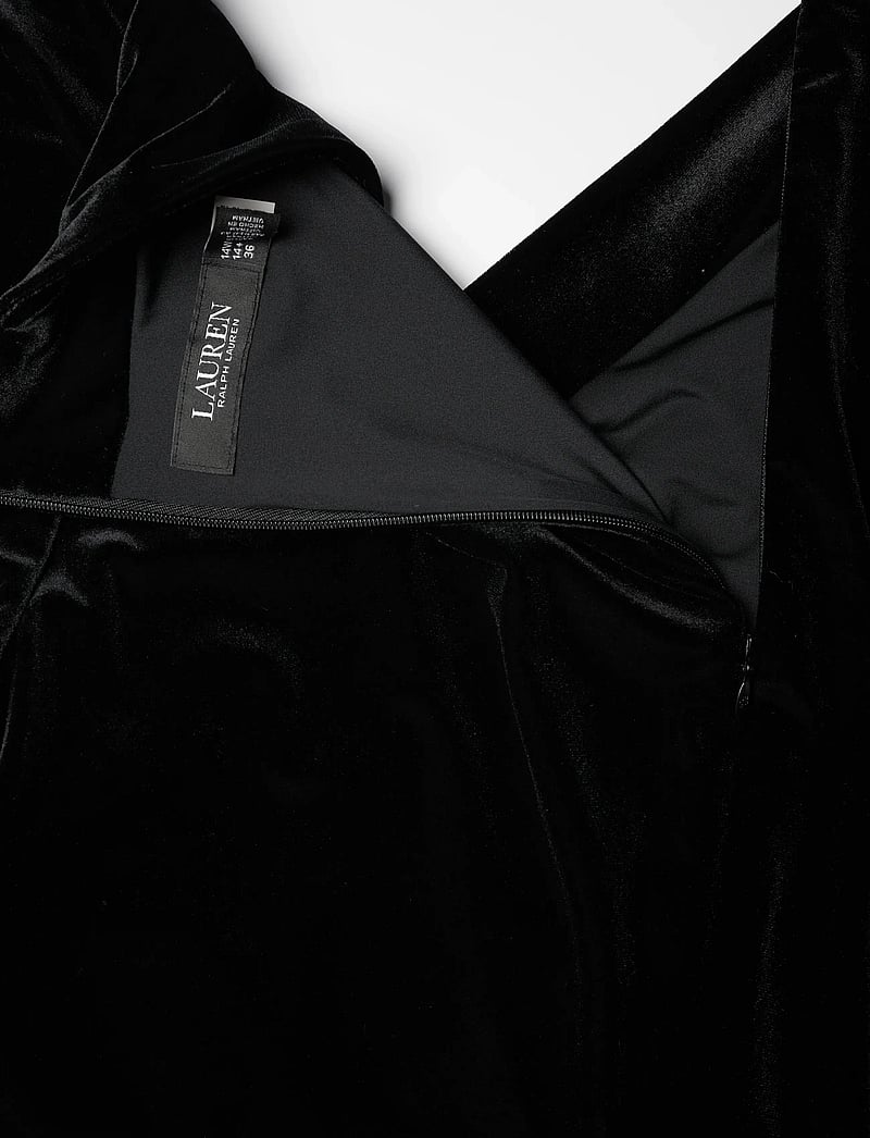 Lauren Women - Ruched Velvet Asymmetrical Dress - kootud kleidid - black velvet - 3