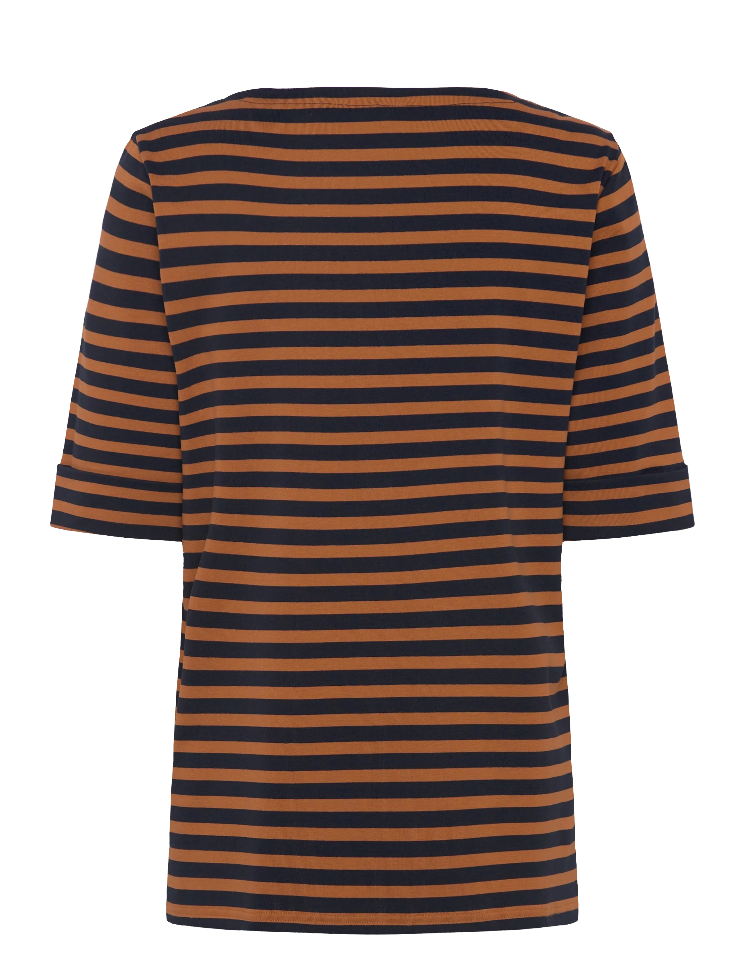 Lauren Women - Striped Stretch Cotton Boatneck Tee - t-shirts - lauren navy/cinna - 1