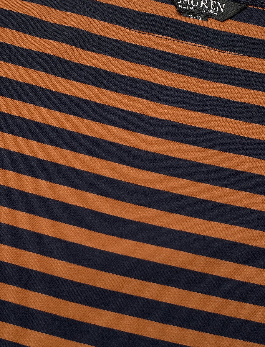 Lauren Women - Striped Stretch Cotton Boatneck Tee - t-shirts - lauren navy/cinna - 2
