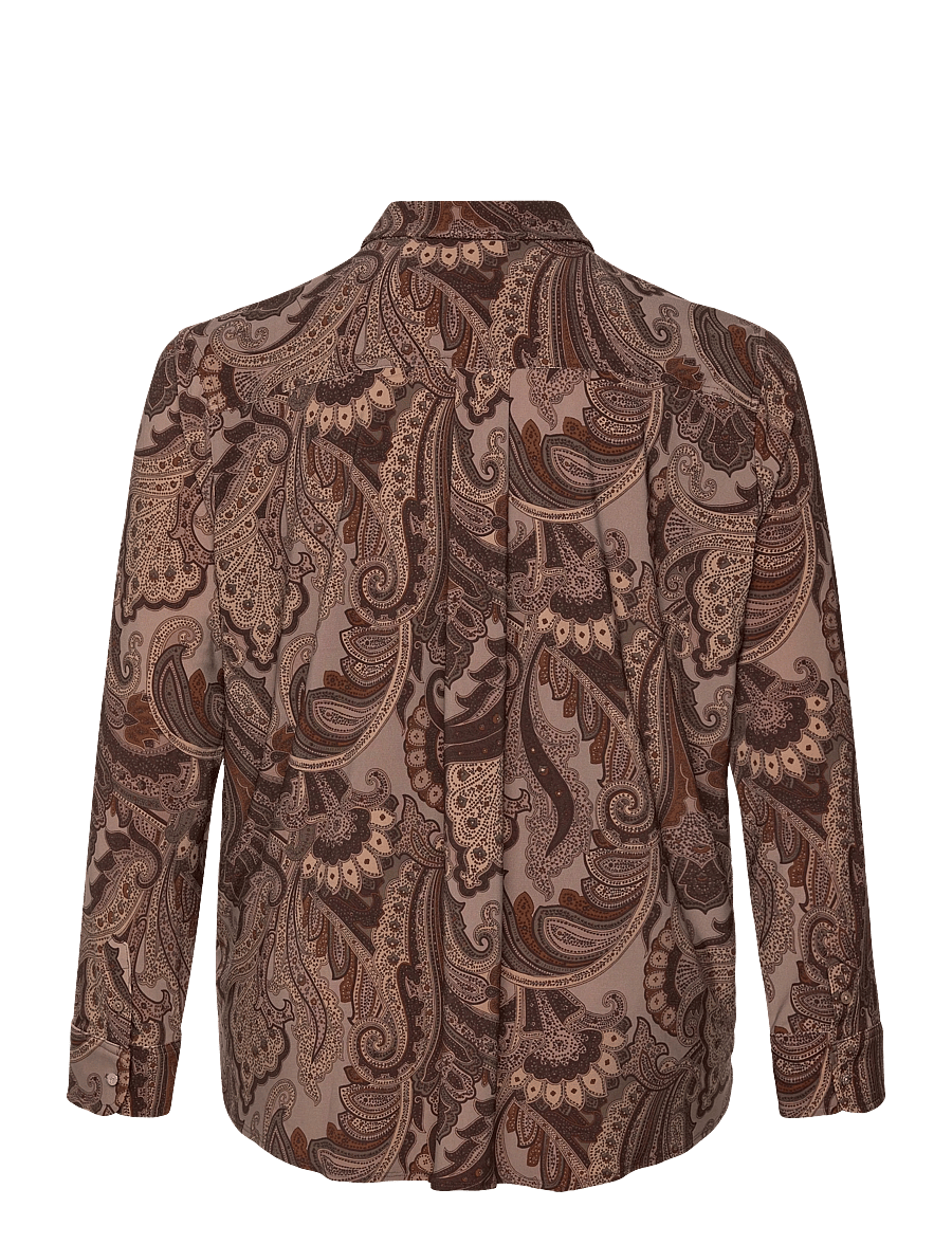 Lauren Women - Slim Fit Paisley Jersey Shirt - krekli ar garām piedurknēm - taupe multi - 1