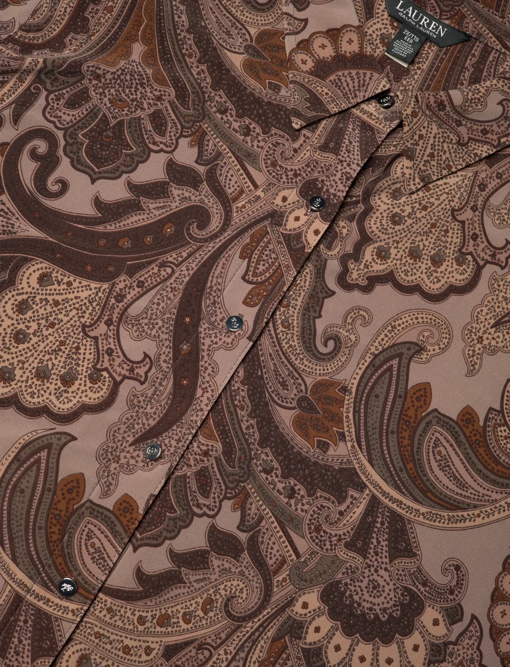 Lauren Women - Slim Fit Paisley Jersey Shirt - pitkähihaiset paidat - taupe multi - 2