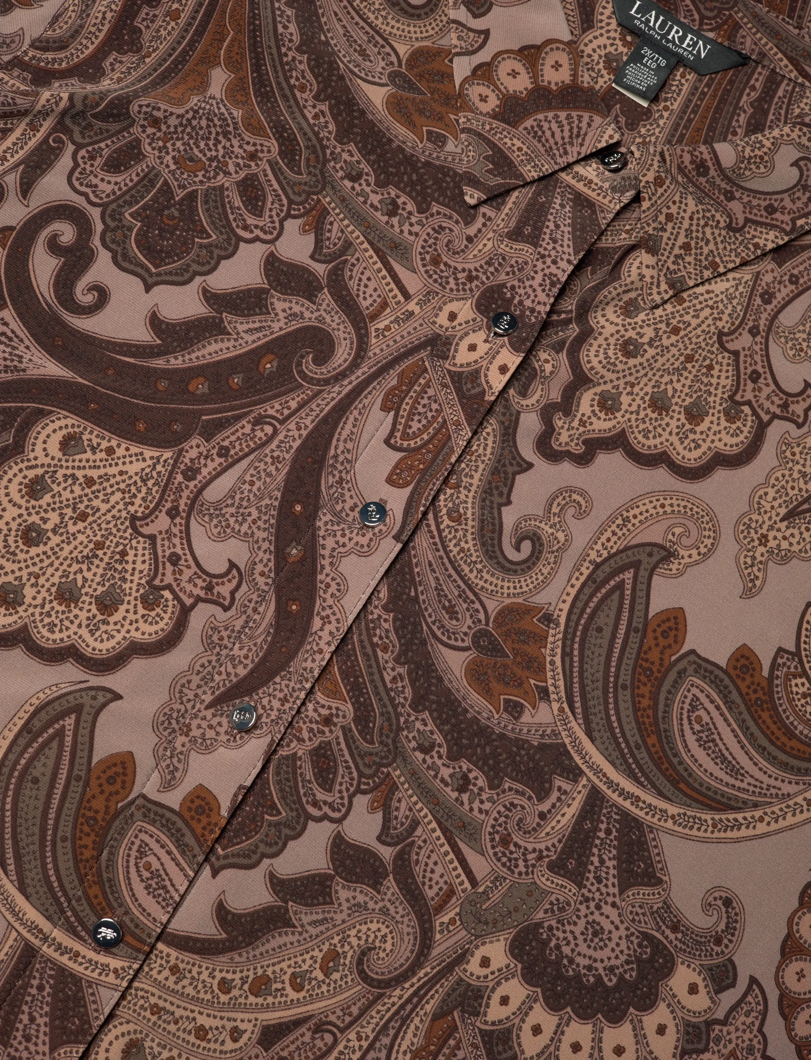 Lauren Women - Slim Fit Paisley Jersey Shirt - krekli ar garām piedurknēm - taupe multi - 2
