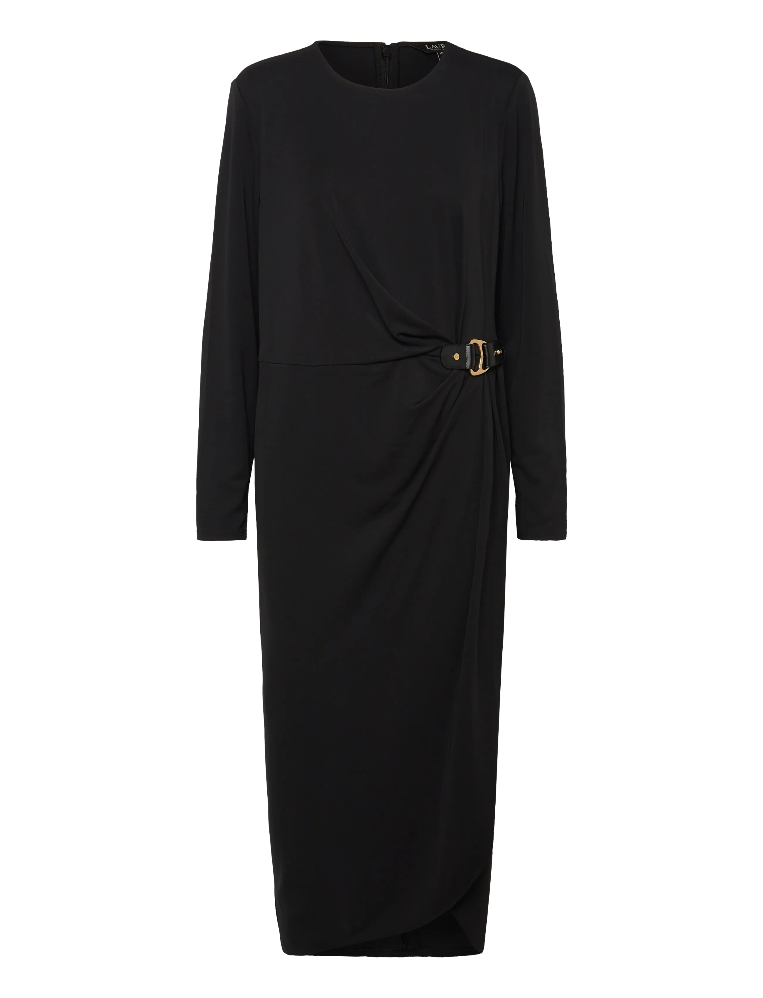 LAUREN Damen Buckle-Trim Stretch Jersey Kleid Schwarz - 50 - Damen