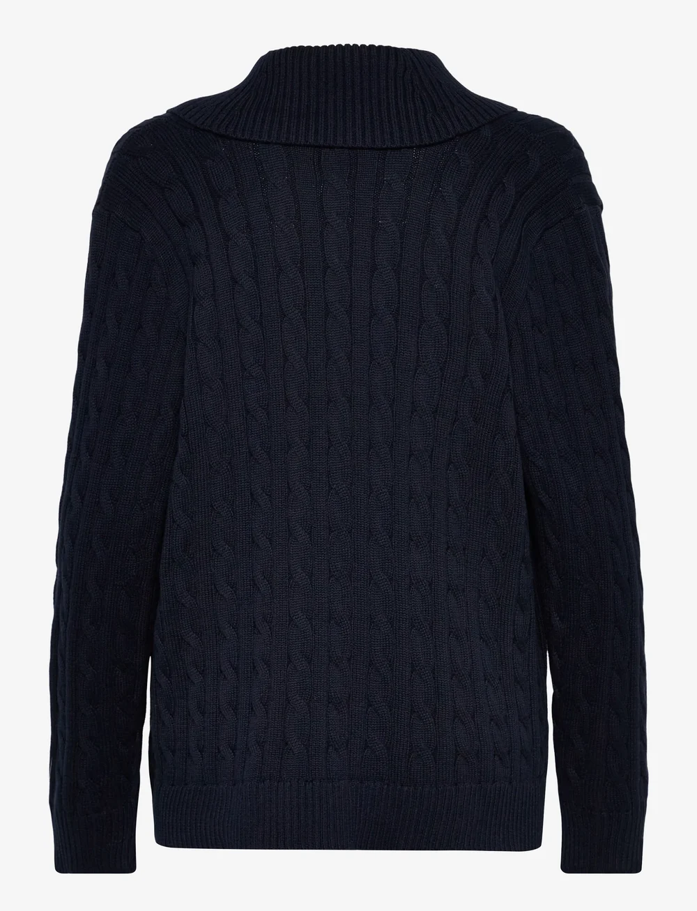 Lauren Women - Buckle-Trim Cable Shawl-Collar Cardigan - cardigans - lauren navy - 1