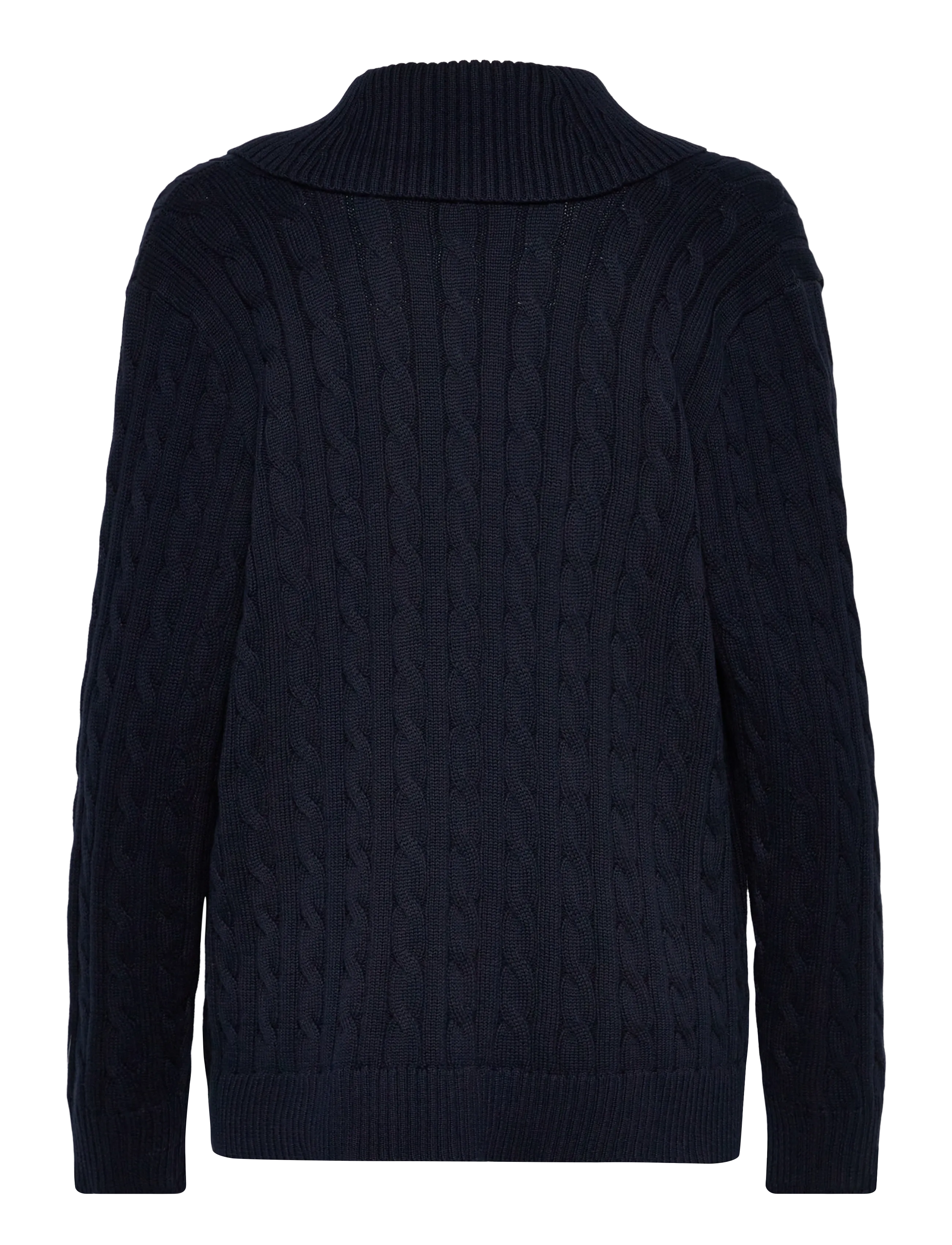 Lauren Women - Buckle-Trim Cable Shawl-Collar Cardigan - cardigans - lauren navy - 2