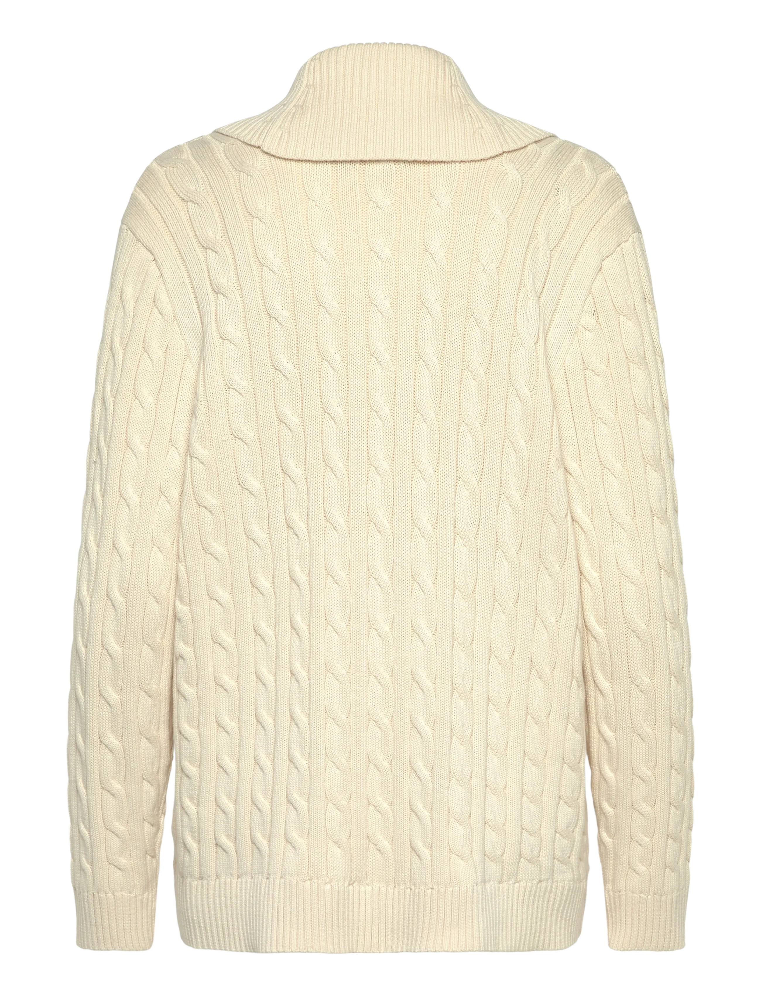 Lauren Women - Buckle-Trim Cable Shawl-Collar Cardigan - cardigans - mascarpone cream - 2