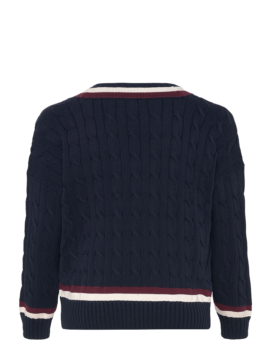 Lauren Women - Cable-Knit Cotton Cricket Sweater - stickade tröjor - lauren navy/cream - 2