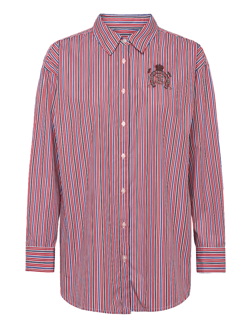 Lauren Women - Relaxed Fit Striped Broadcloth Shirt - long-sleeved shirts - orange/blue/white - 0