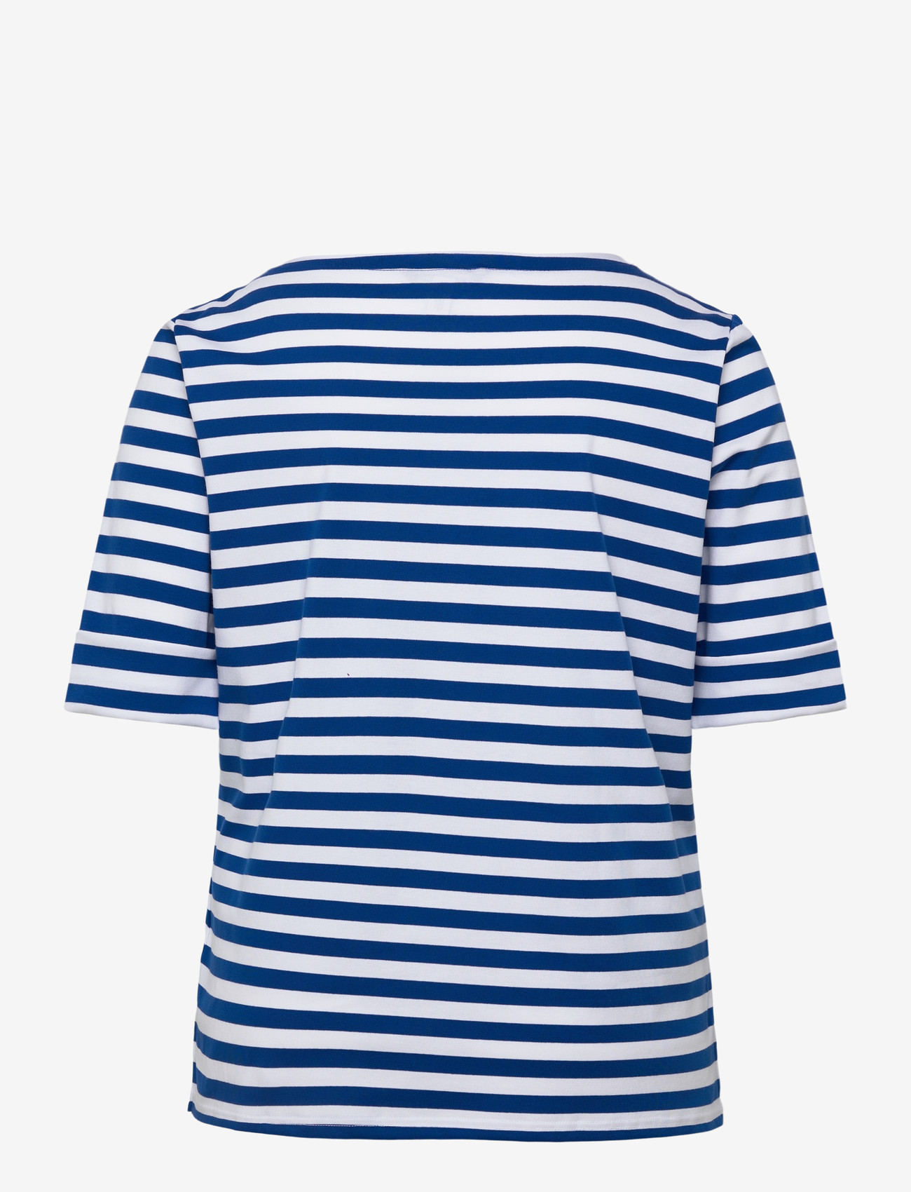 Lauren Women - Striped Stretch Cotton Boatneck Tee - t-shirts - cruise royal/whit - 1