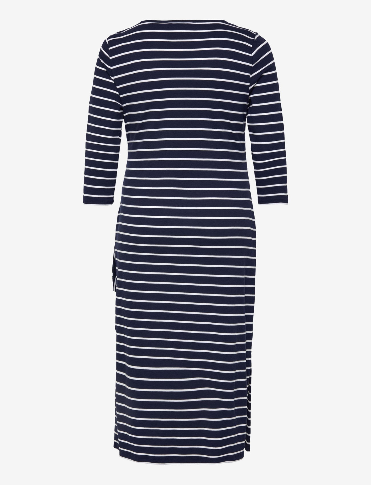 Lauren Women - Striped Tie-Front Cotton-Blend Dress - midi dresses - refined navy/whit - 1