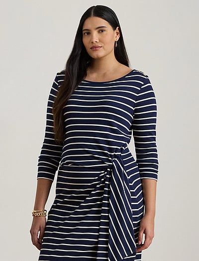 Lauren Women Striped Tie-Front Cotton-Blend Dress - Hõlmikkleidid - REFINED NAVY/WHIT / navy