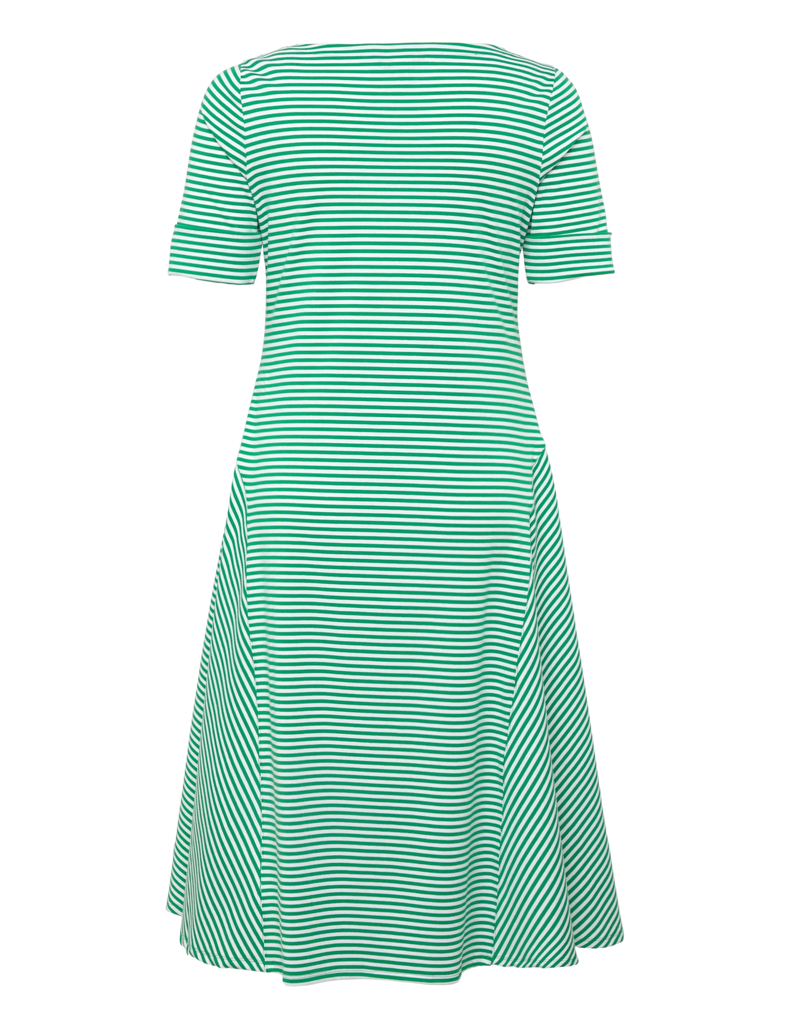 Lauren Women - Striped Stretch Cotton Ribbed Midi Dress - robes d'été - stem/white - 2
