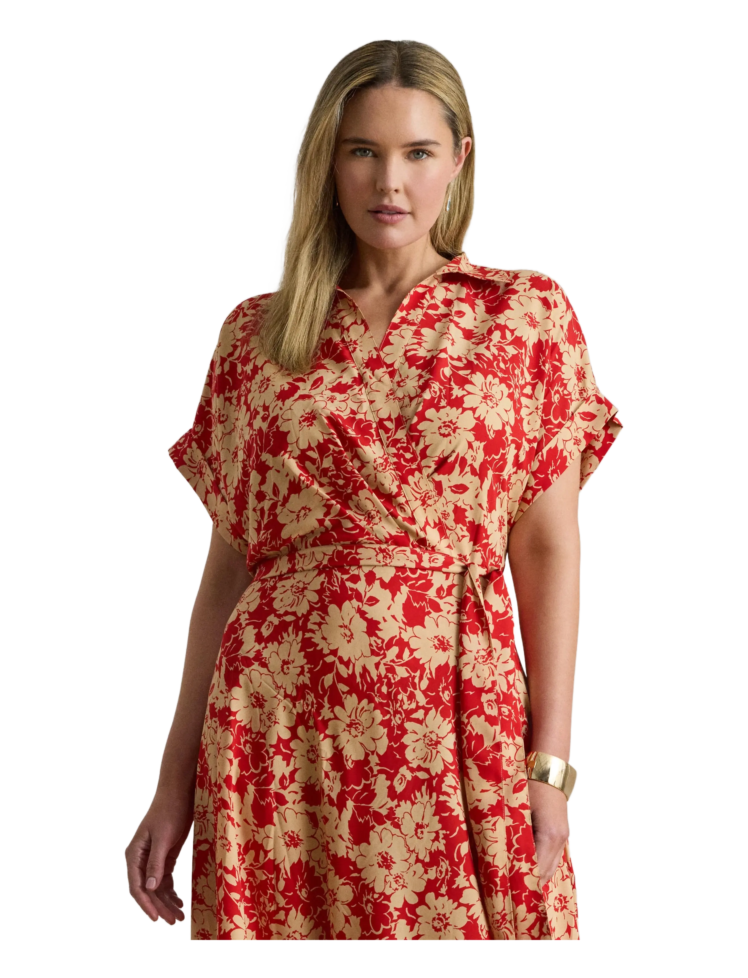 Floral Belted Crepe Dress 2