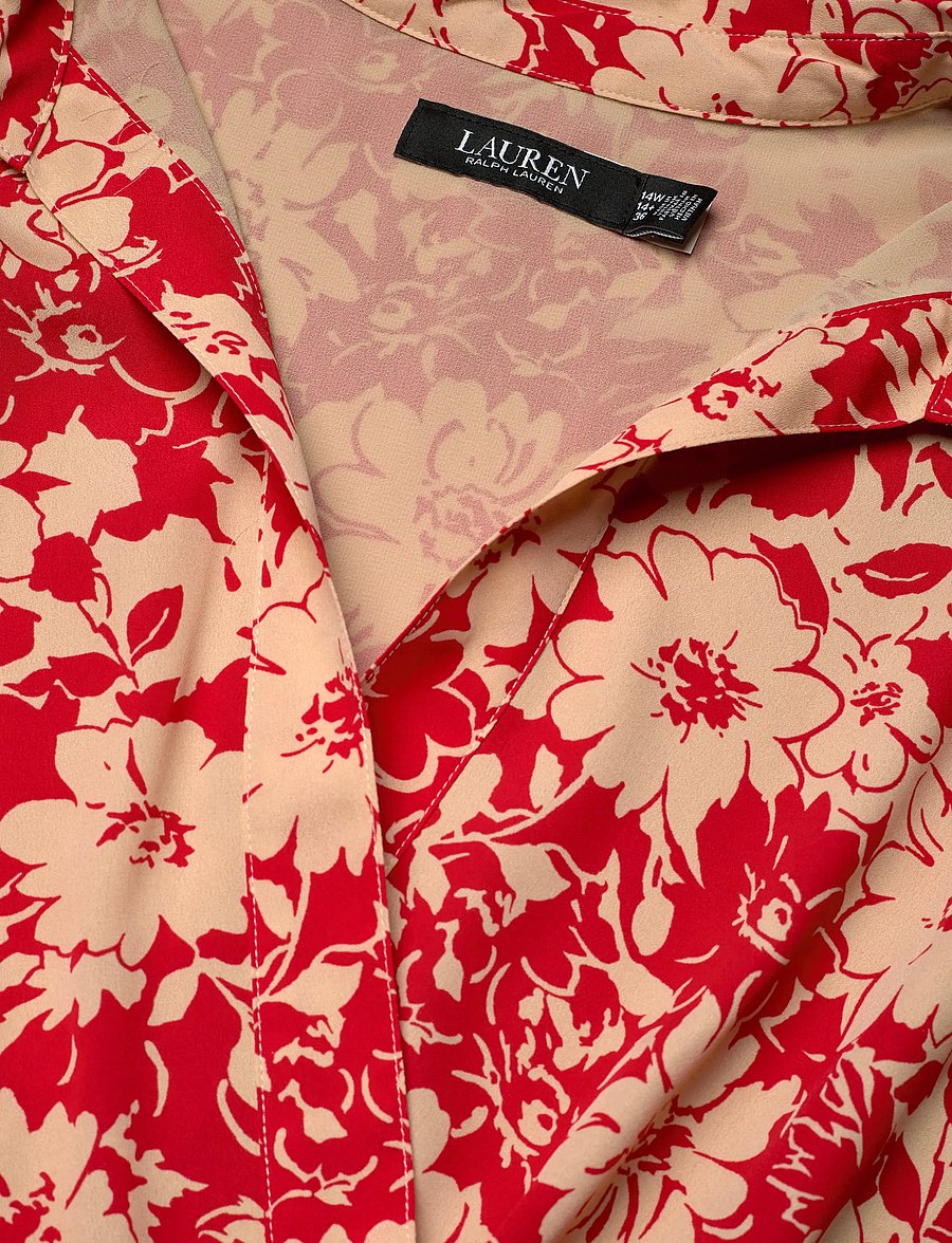 Lauren Women - Floral Belted Crepe Dress - sommerkleider - red/tan - 3