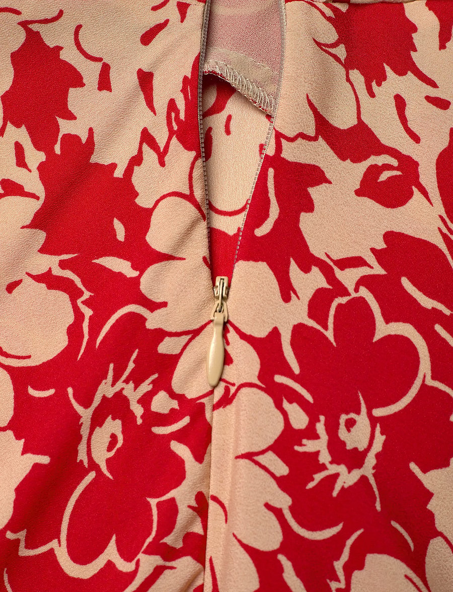 Lauren Women - Floral Belted Crepe Dress - sommerkleider - red/tan - 4