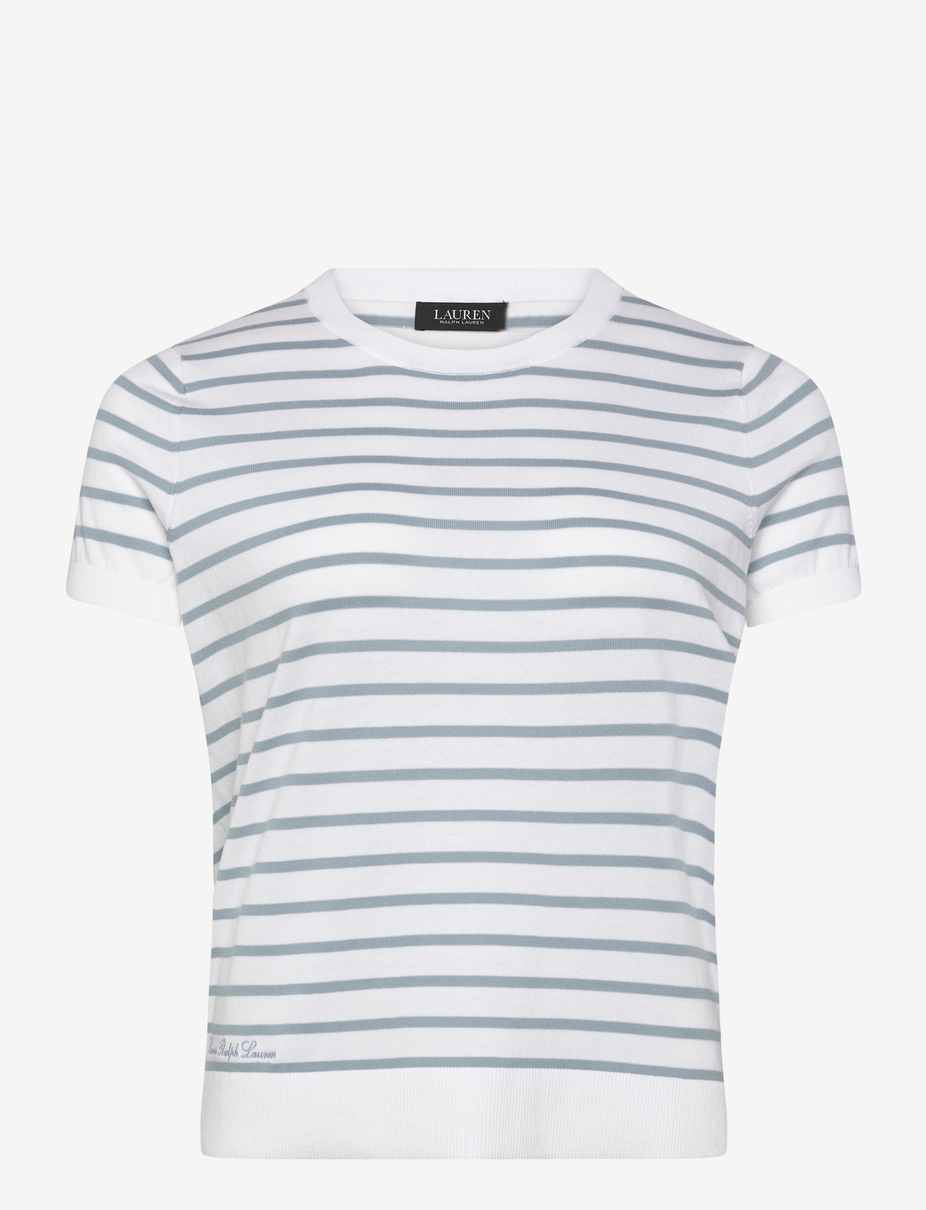 Lauren Women - SUPERFINE COTTON-SWEATER-PULLOVER - t-shirts - white/blue note - 1
