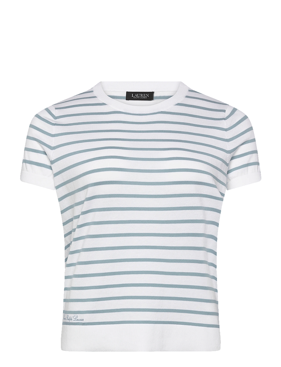 Lauren Women - SUPERFINE COTTON-SWEATER-PULLOVER - t-shirts - white/blue note - 1