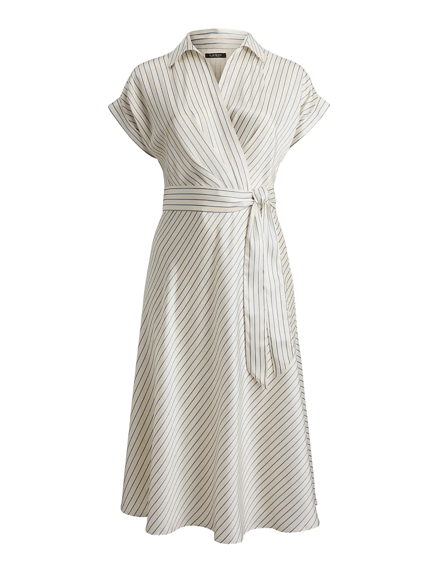 Lauren Women - LUXE TWILL-WVN-DRESSES - slå-om-kjoler - cream/blue - 1