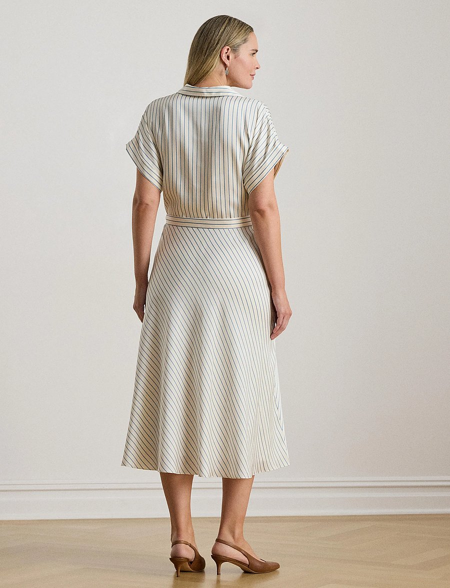 Lauren Women - LUXE TWILL-WVN-DRESSES - slå-om-kjoler - cream/blue - 4