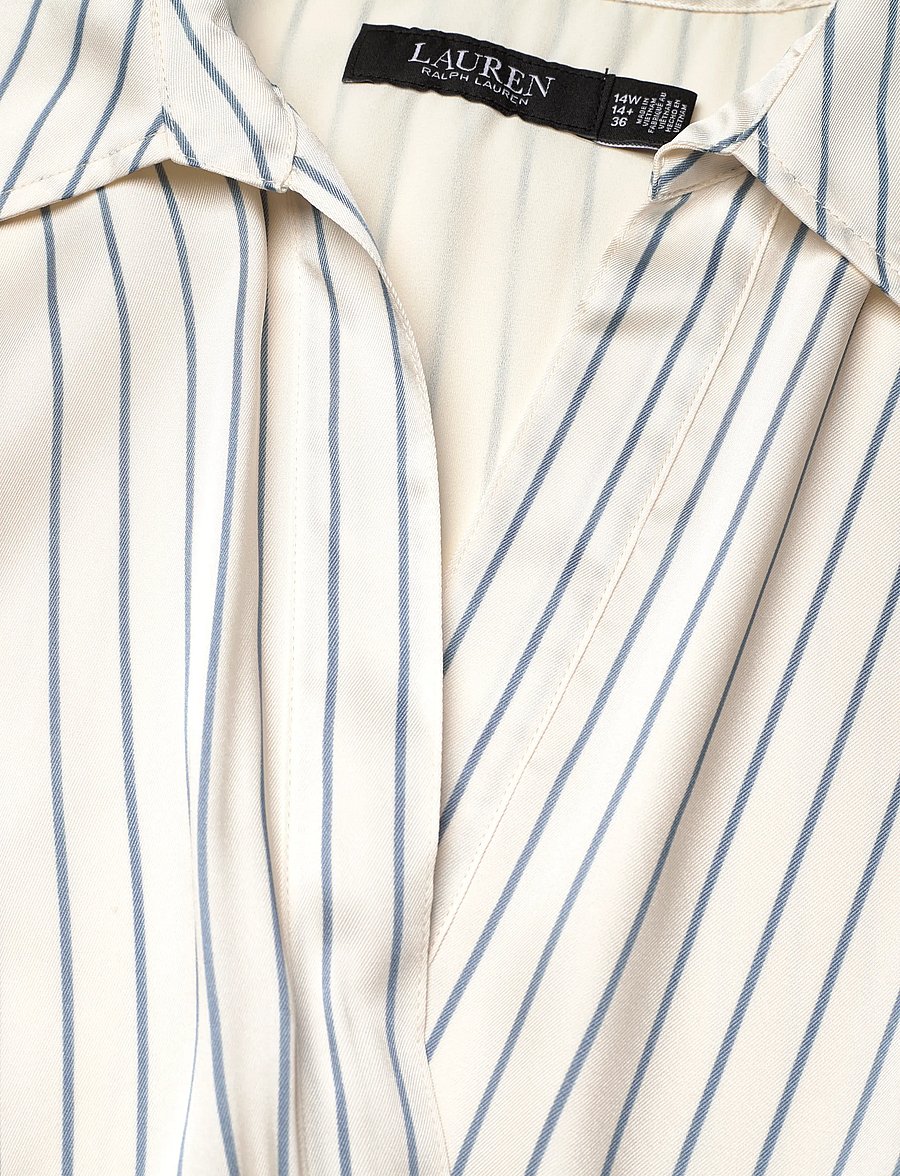 Lauren Women - LUXE TWILL-WVN-DRESSES - slå-om-kjoler - cream/blue - 5