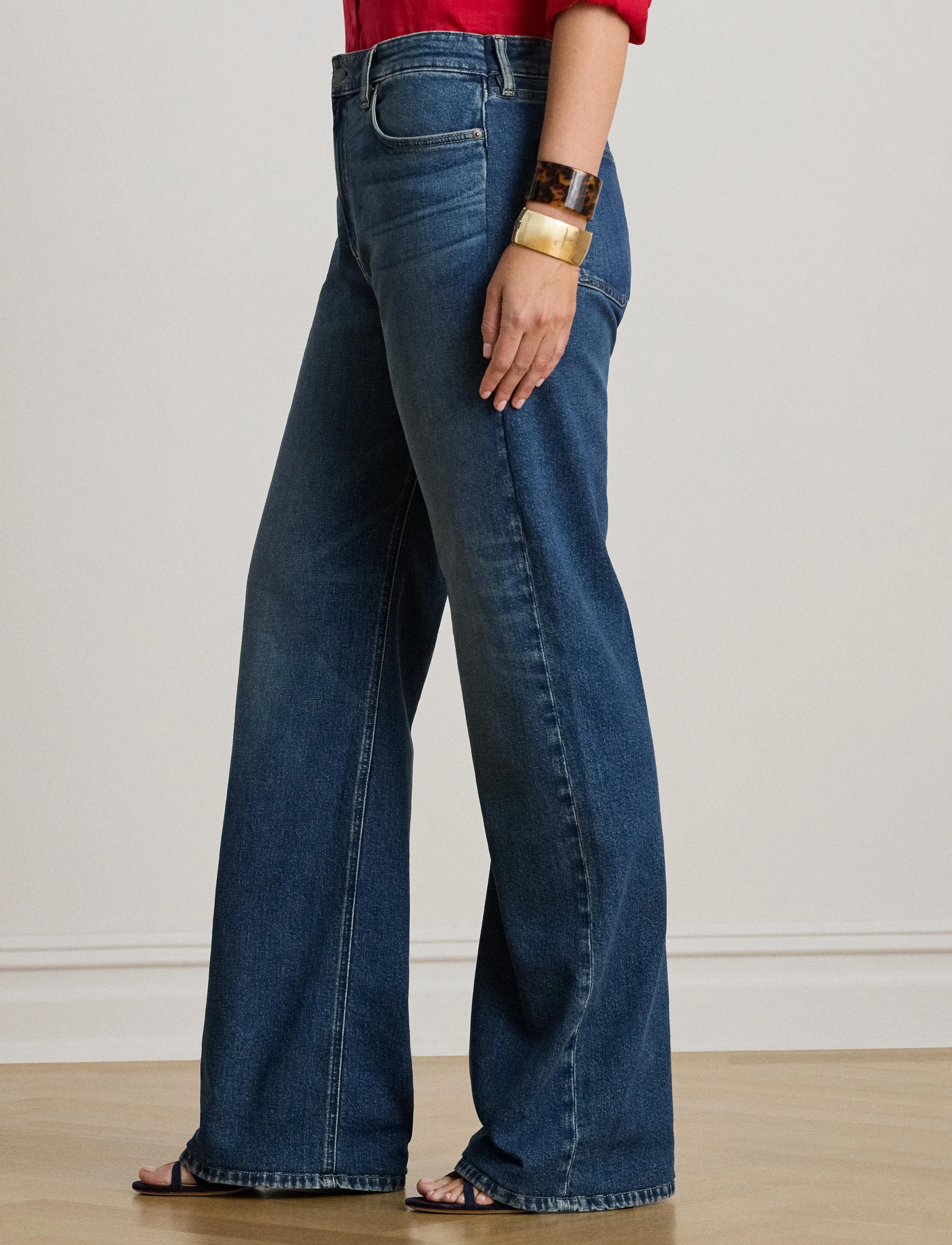 Lauren Women High-Rise Straight Wide-Leg Jean, 46, Jeans, Blau - Straight-regular, Frauen