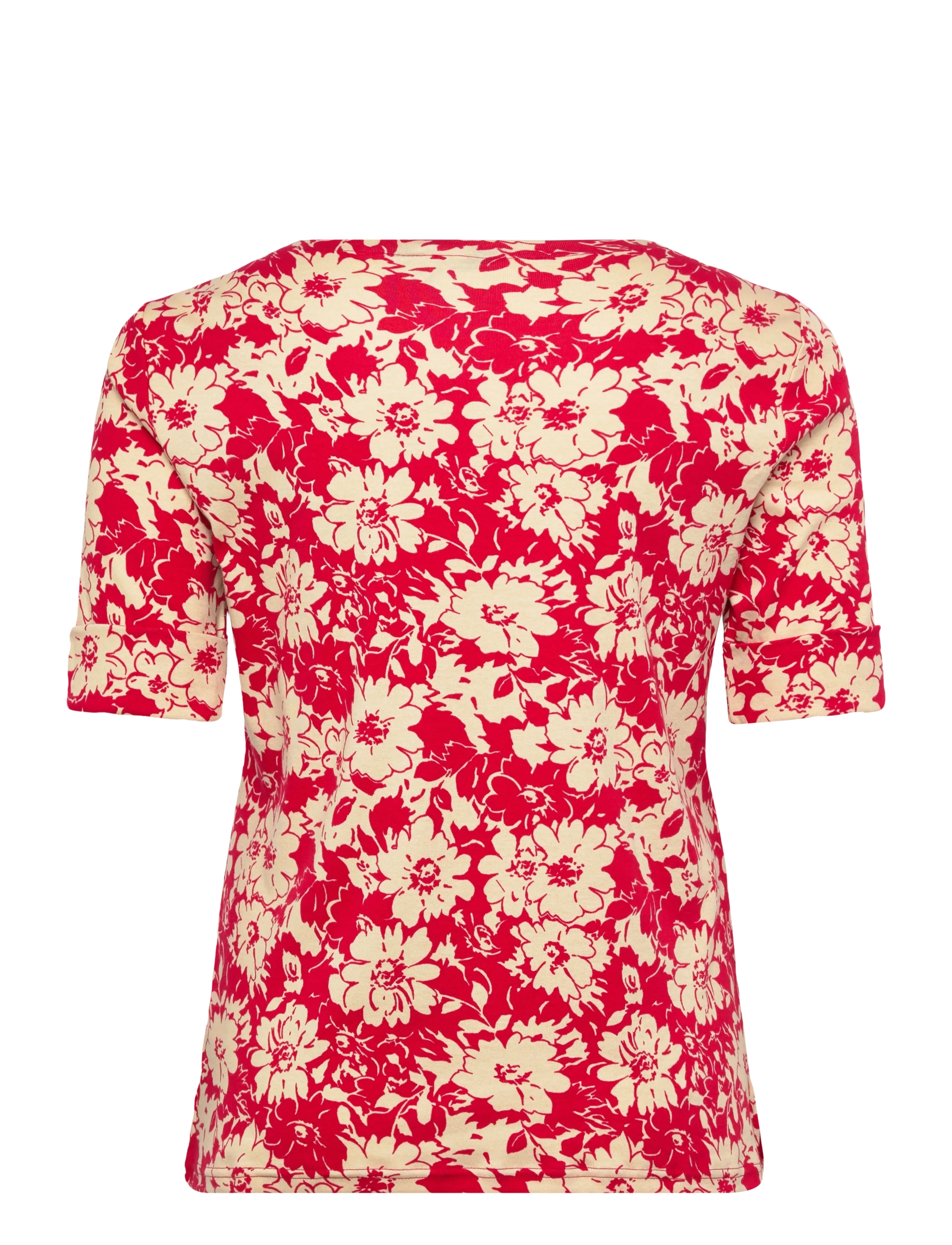 Lauren Women - REFINED STR 1X1 RIB-KNT-T-SHIRT - red/tan - 2