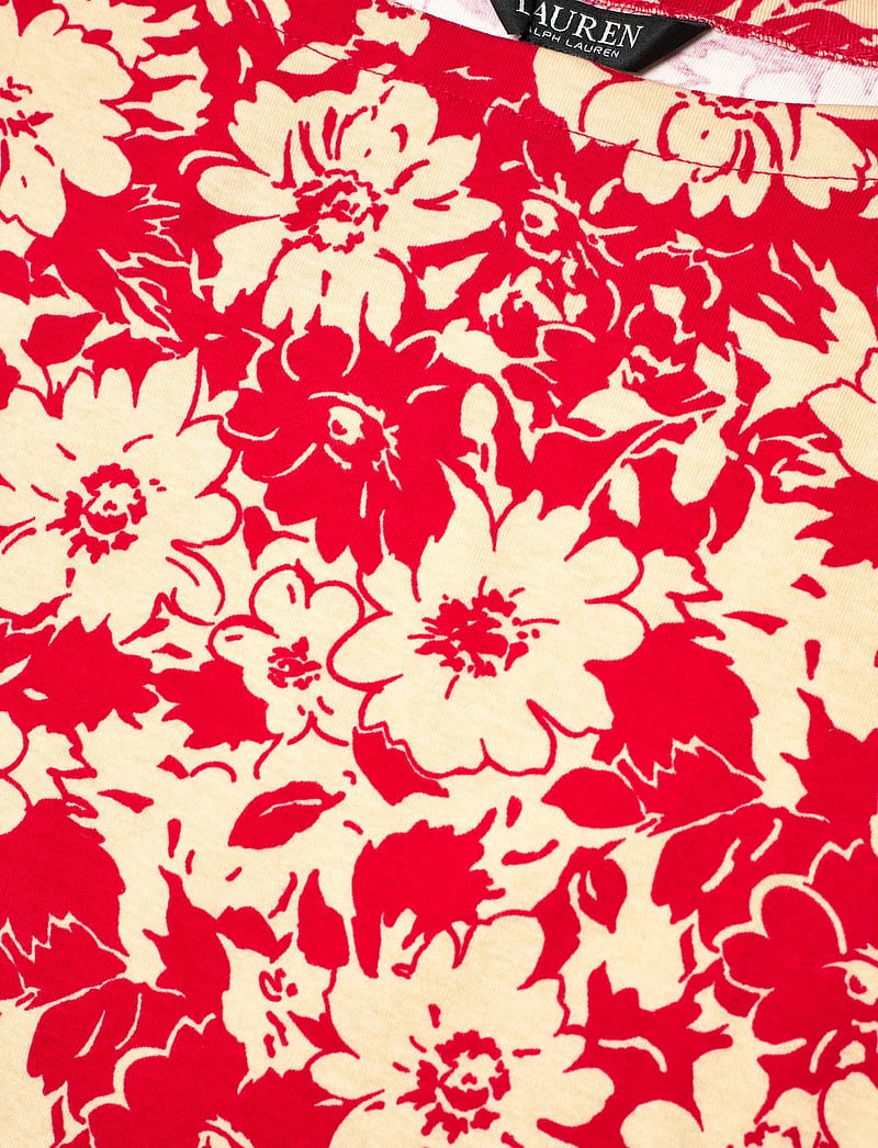 Lauren Women - REFINED STR 1X1 RIB-KNT-T-SHIRT - lühikeste varrukatega pluusid - red/tan - 2