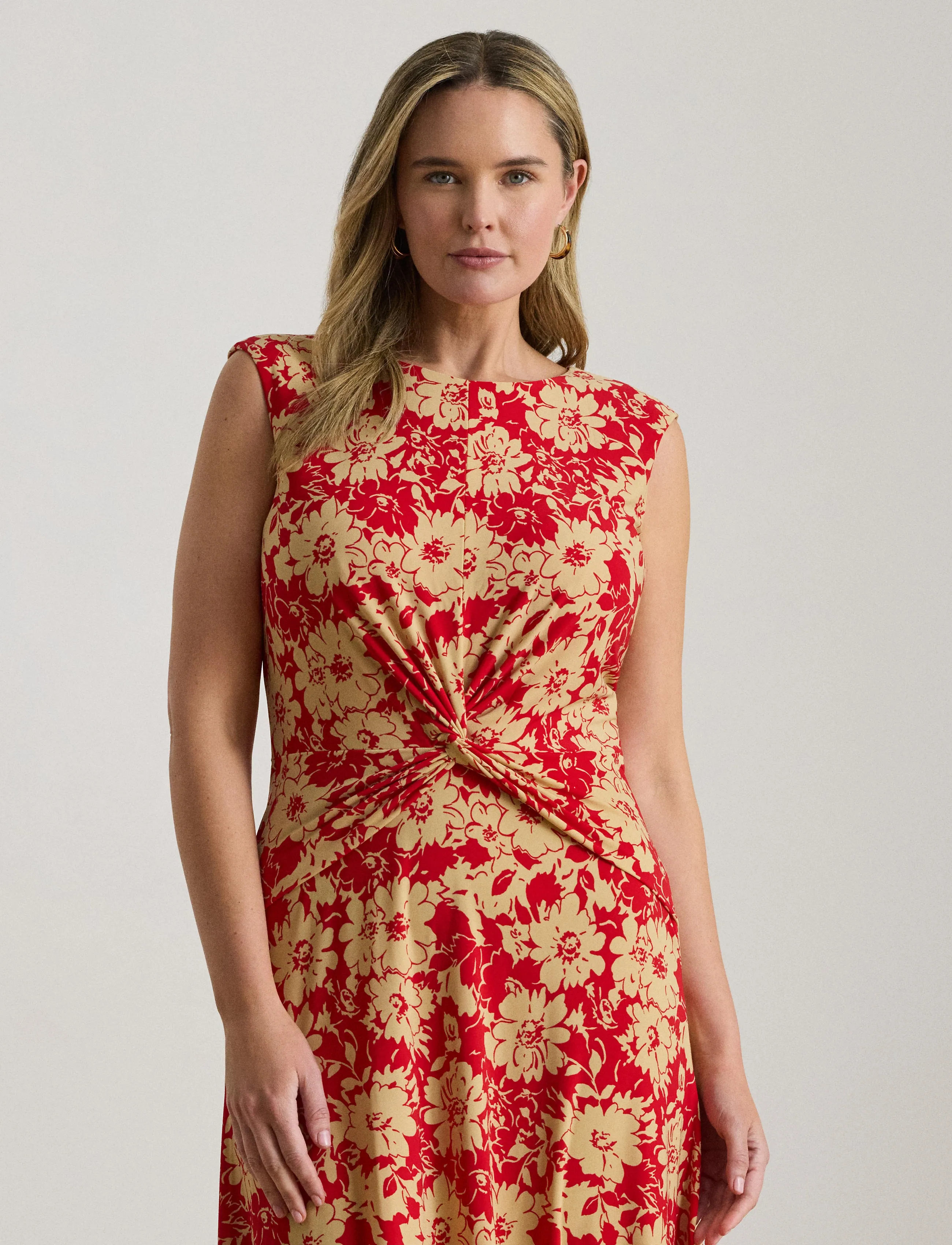 Lauren Women Str Classic Jersey-Knt-Dresses, 46, Red, Kjoler > Knælange Og Midi, Dame