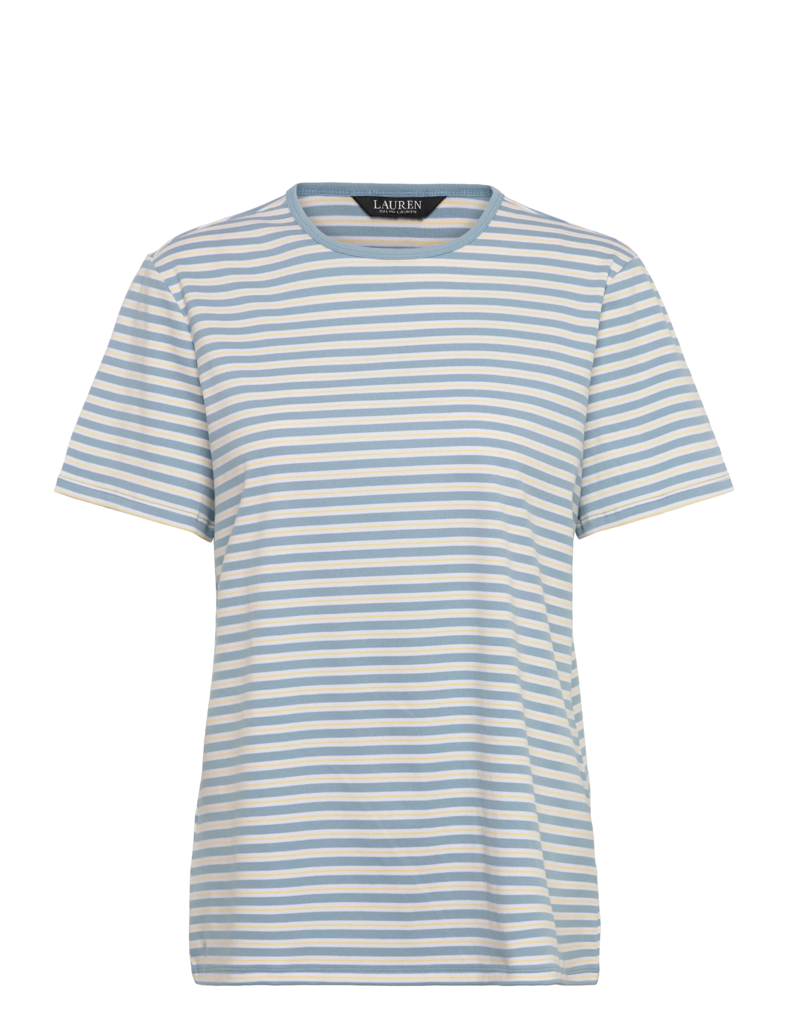 Lauren Women REFINED STR 1X1 RIB-KNT-T-SHIRT - Odzież - BLUE NOTE MULTI / blue