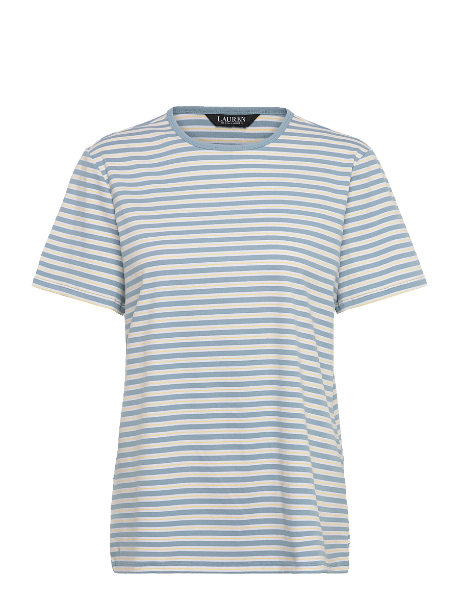 Lauren Women - REFINED STR 1X1 RIB-KNT-T-SHIRT - t-shirts - blue note multi - 1