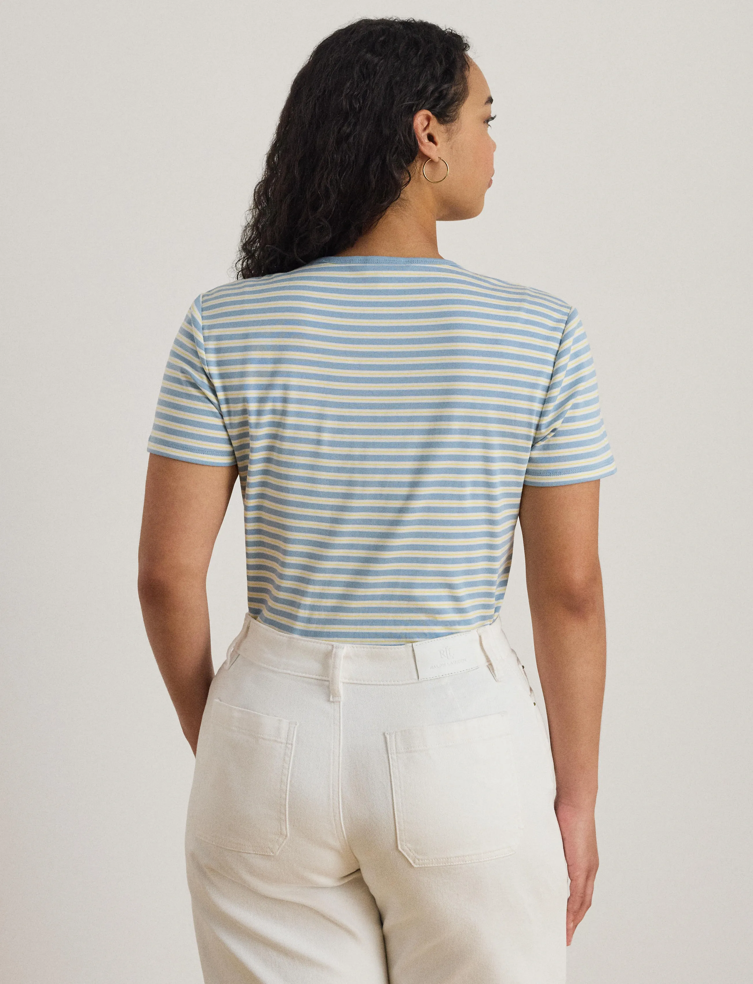 Lauren Women Refined Str 1X1 Rib-Knt-T-Shirt, 46-48, T-shirts & Oberteile, Blau - Short-sleeved, Frauen
