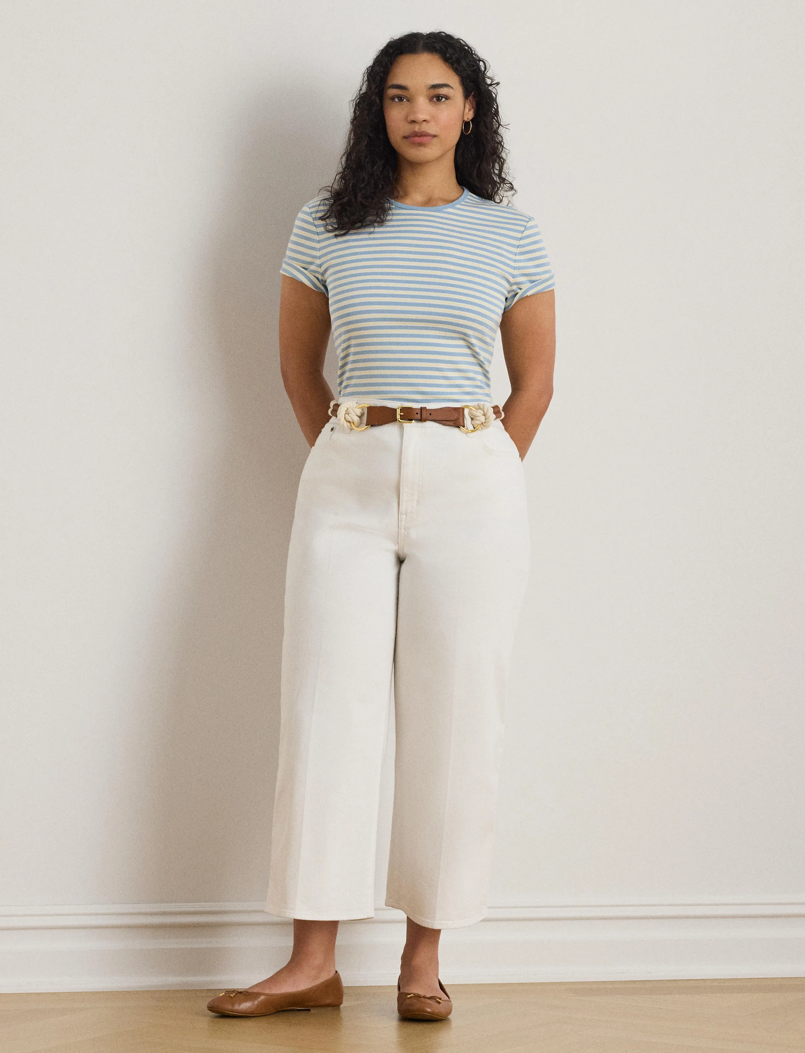 Lauren Women - REFINED STR 1X1 RIB-KNT-T-SHIRT - t-shirts - blue note multi - 5