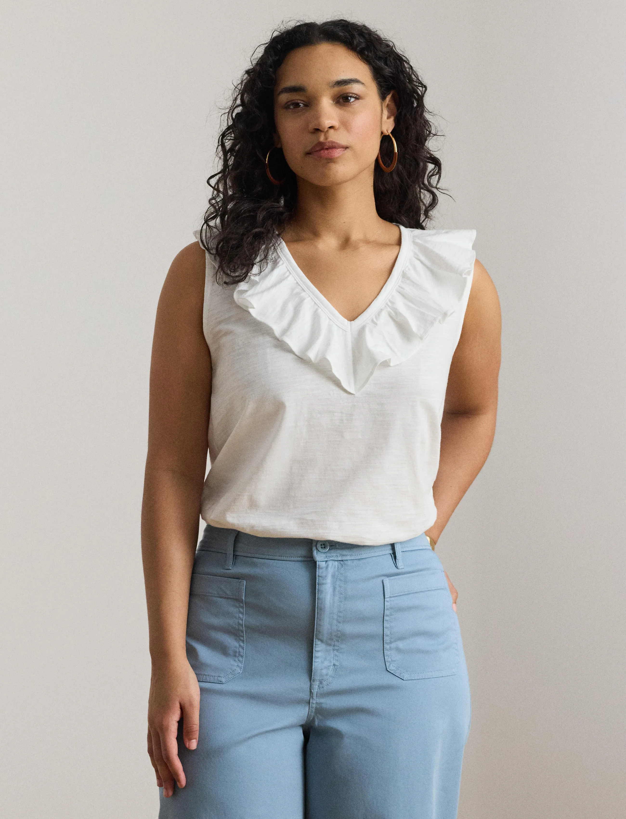 Lauren Women - FRESH CTN SLUB JRSY-KNT-PULLOVER - tanktops - white - 3