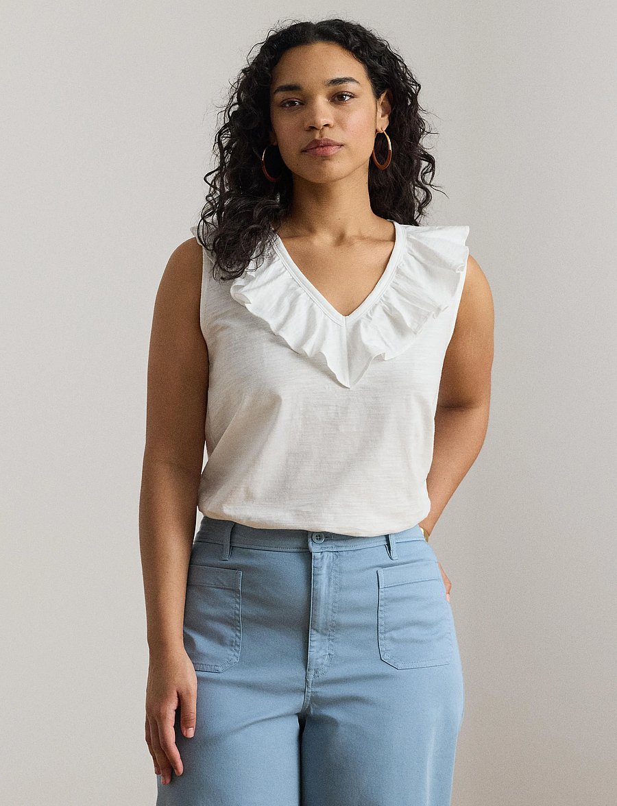 Lauren Women - FRESH CTN SLUB JRSY-KNT-PULLOVER - tanktops - white - 3