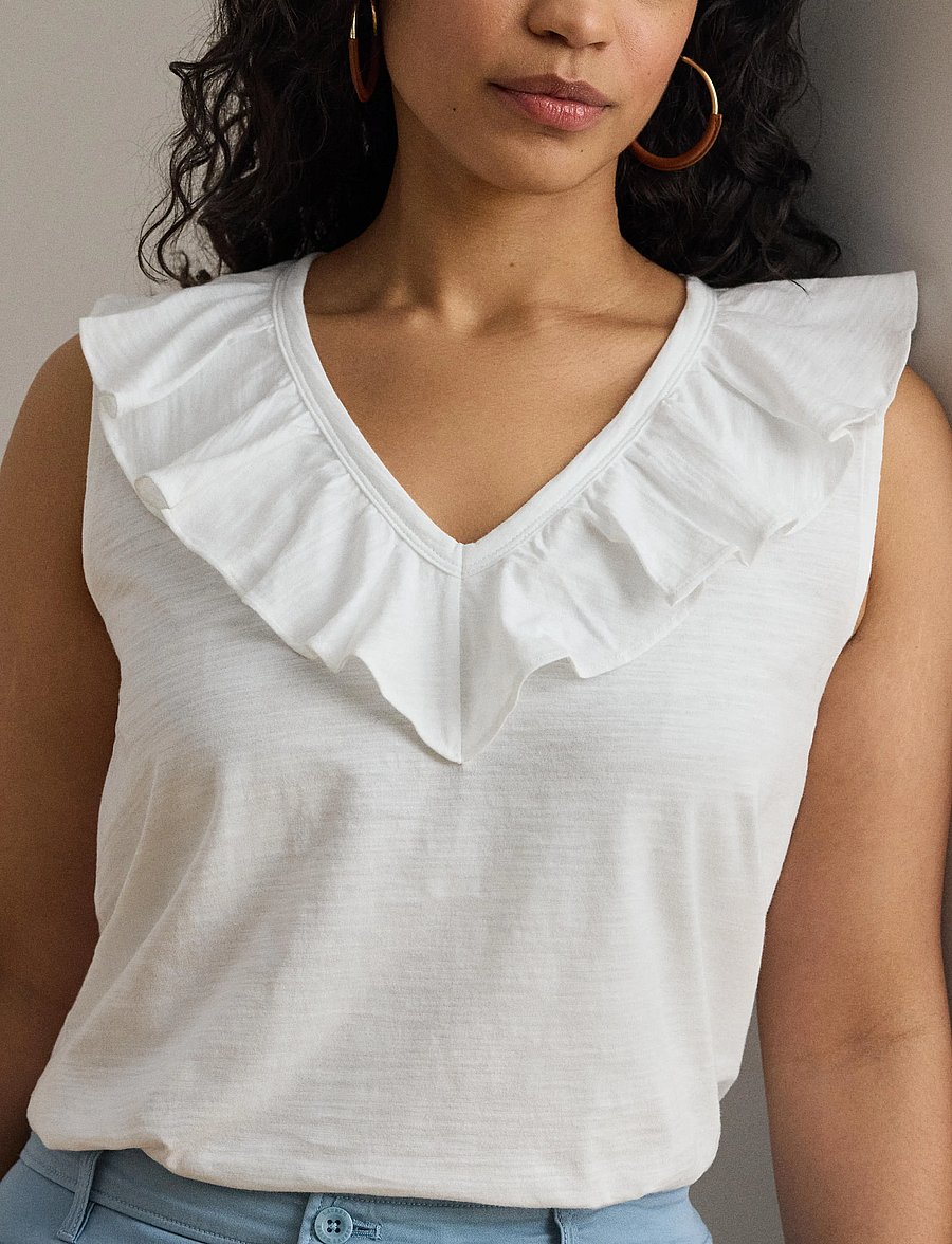 Lauren Women - FRESH CTN SLUB JRSY-KNT-PULLOVER - linnen - white - 4