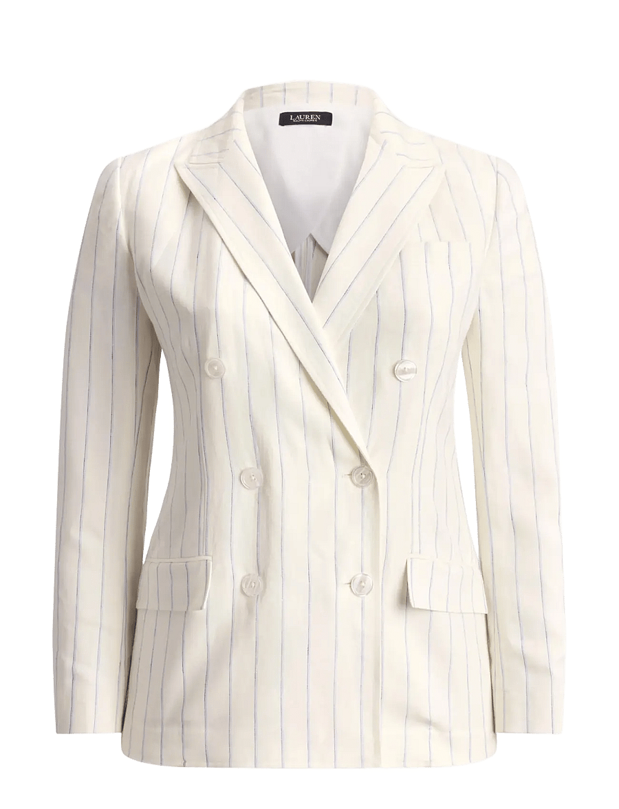 Lauren Women - Y/D LINEN-WVN-BLAZER/SPORT COAT - dobbeltradede blazere - white/blue multi - 1