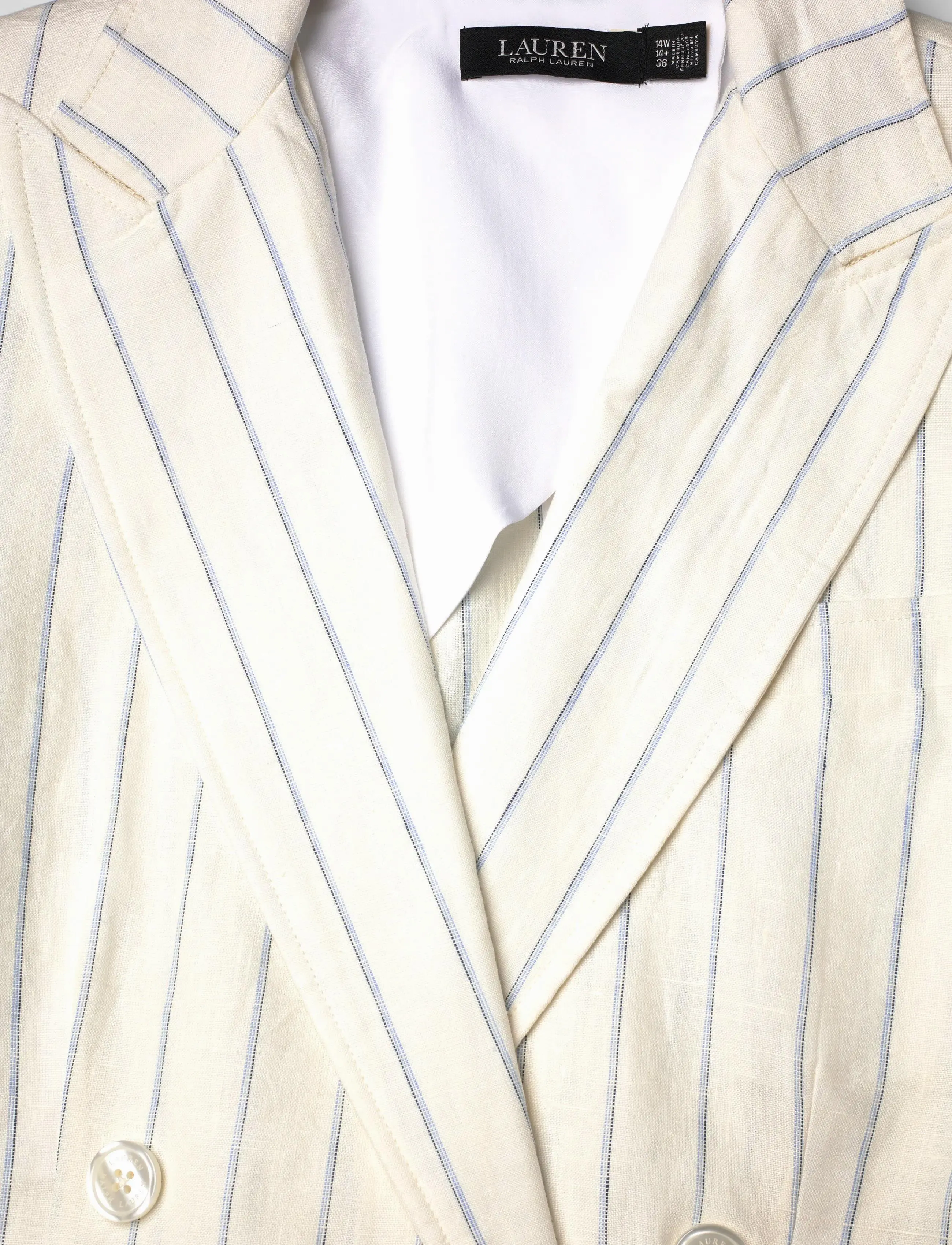 Lauren Women - Y/D LINEN-WVN-BLAZER/SPORT COAT - dobbeltradede blazere - white/blue multi - 5