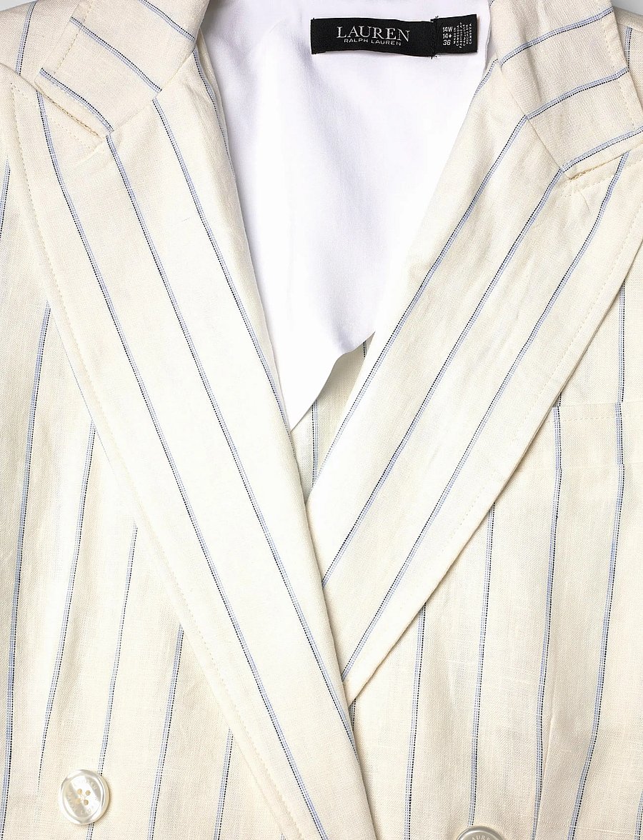Lauren Women - Y/D LINEN-WVN-BLAZER/SPORT COAT - dobbeltradede blazere - white/blue multi - 5