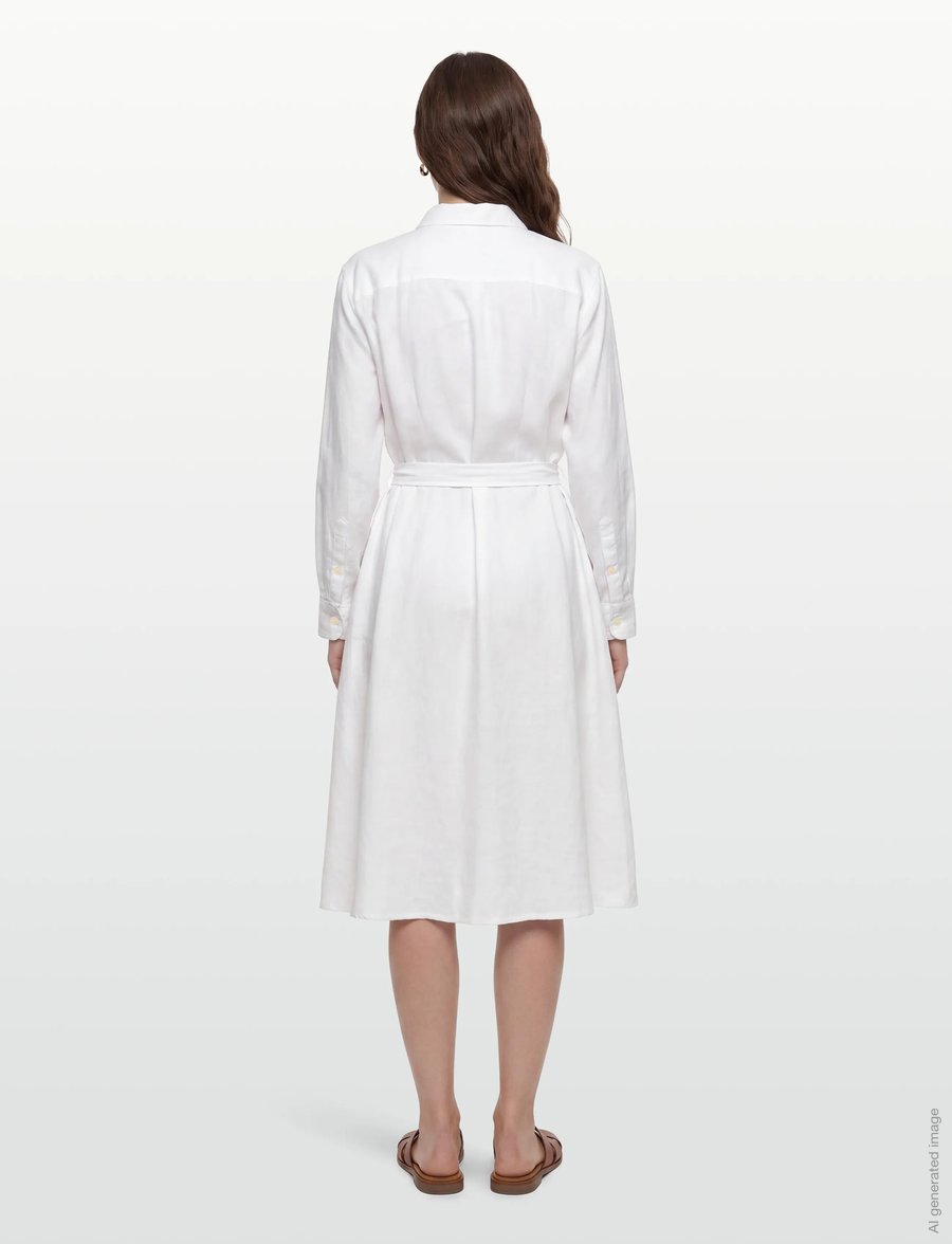 Lauren Women - CLASSIC LINEN-WVN-DRESSES - sommerkleider - white - 4
