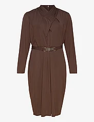 Lauren Women - Belted Mockneck Jersey Dress - vidutinio ilgio suknelės - circuit brown - 0