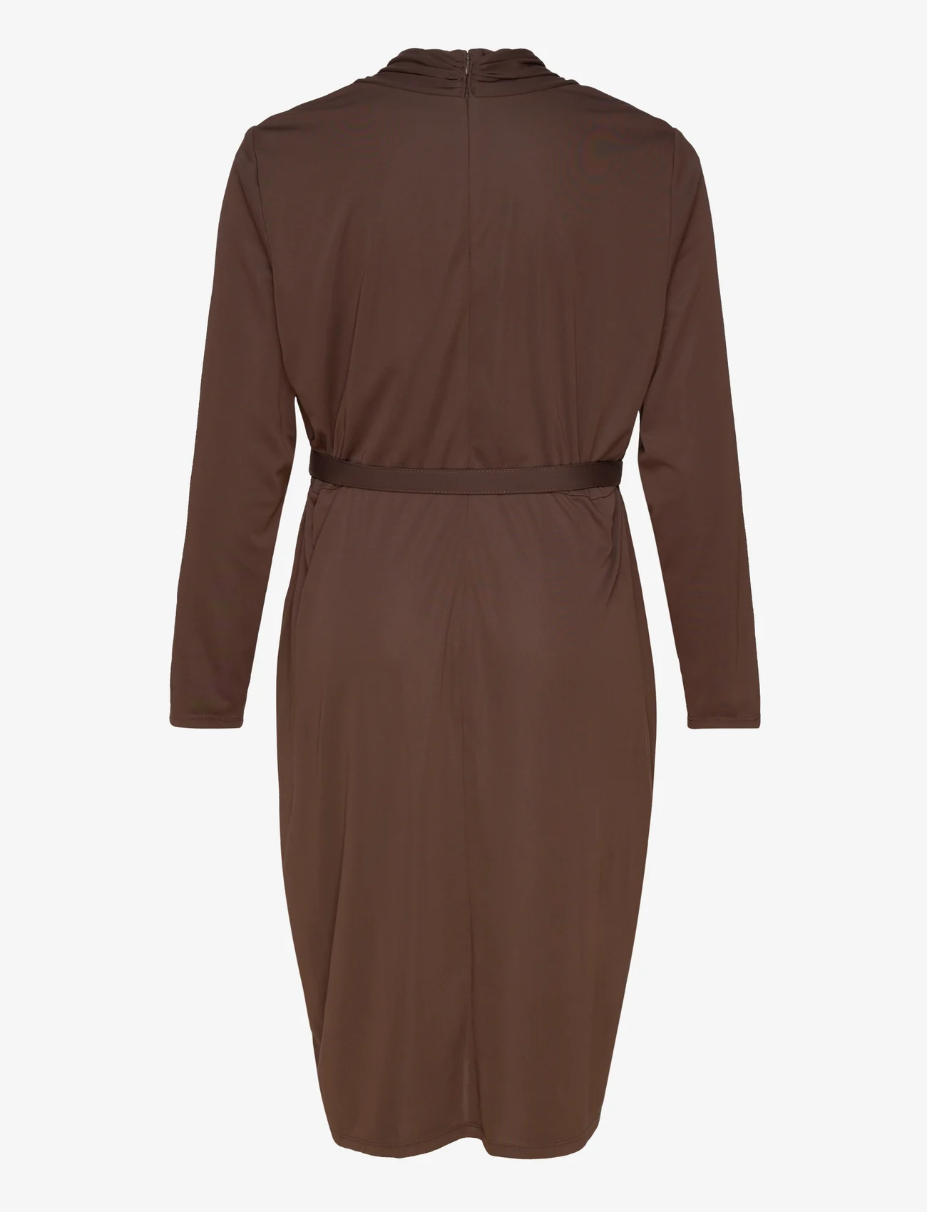 Lauren Women - Belted Mockneck Jersey Dress - vidutinio ilgio suknelės - circuit brown - 1