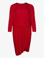 Ruched Stretch Jersey Surplice Dress - MARTIN RED