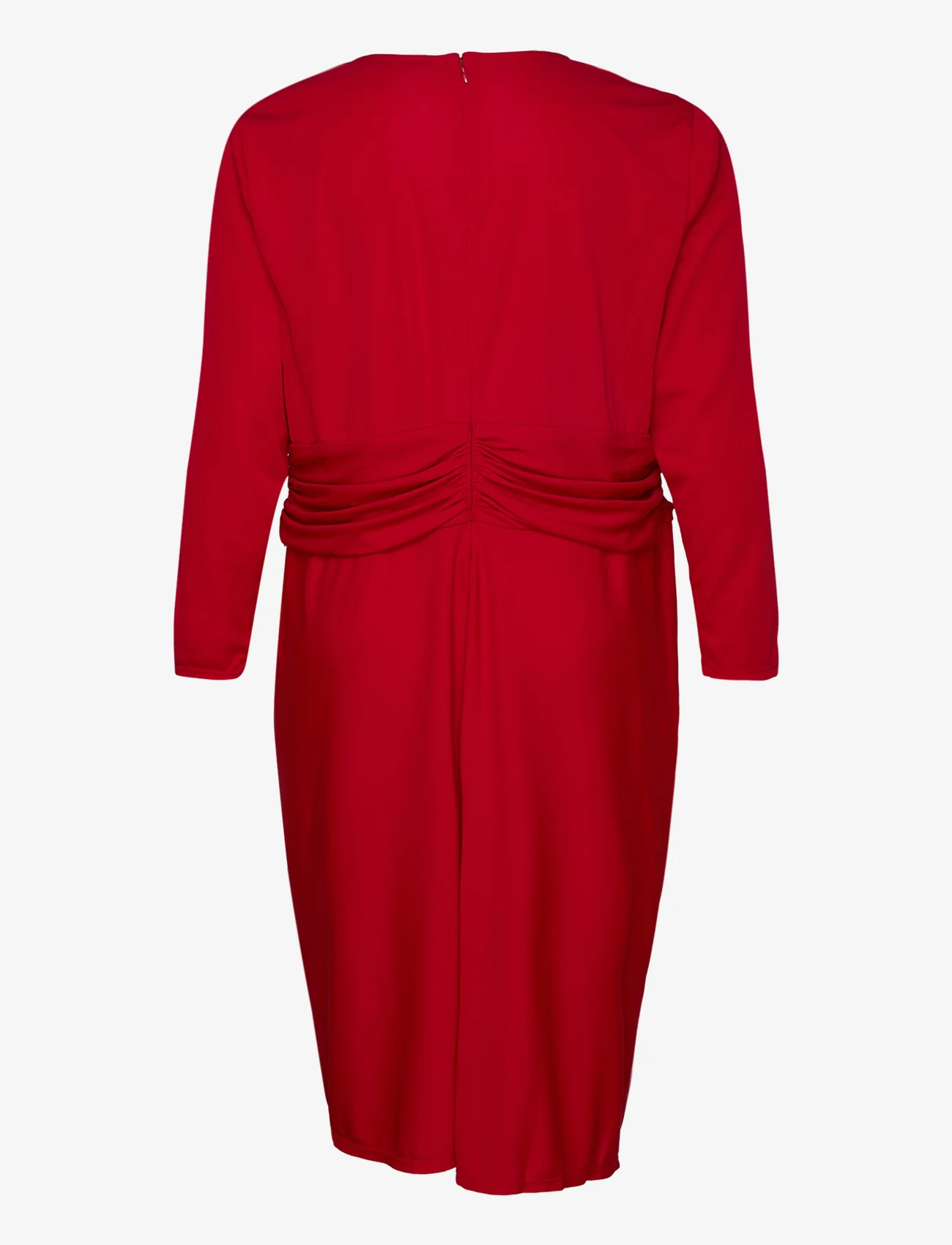 Lauren Women - Ruched Stretch Jersey Surplice Dress - vakarėlių drabužiai išparduotuvių kainomis - martin red - 1